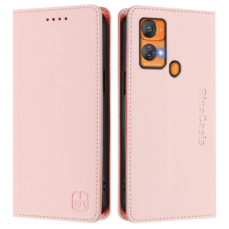 For Oukitel C33 RC01 Dual-Folded Magnetic Suction RFID Leather Phone Case