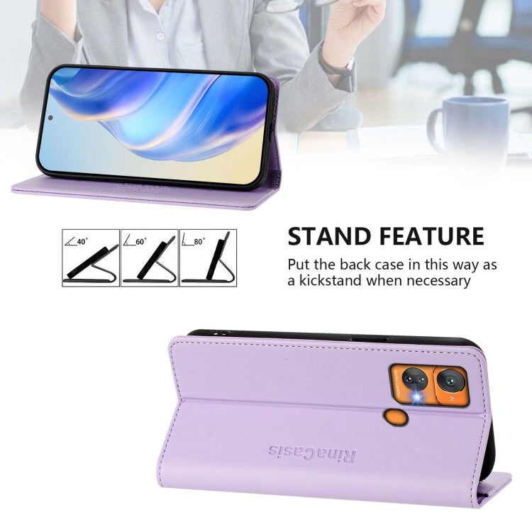 For Oukitel C33 RC01 Dual-Folded Magnetic Suction RFID Leather Phone Case