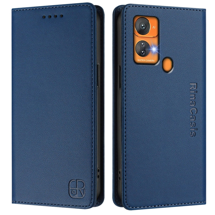 For Oukitel C33 RC01 Dual-Folded Magnetic Suction RFID Leather Phone Case