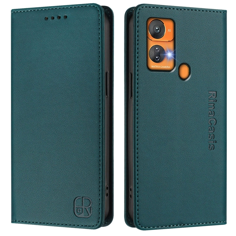 For Oukitel C33 RC01 Dual-Folded Magnetic Suction RFID Leather Phone Case