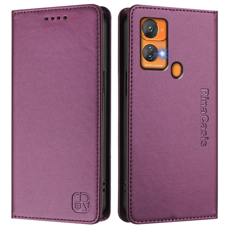 For Oukitel C33 RC01 Dual-Folded Magnetic Suction RFID Leather Phone Case