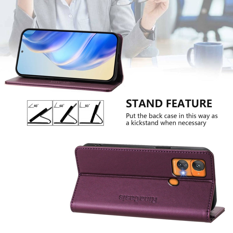 For Oukitel C33 RC01 Dual-Folded Magnetic Suction RFID Leather Phone Case