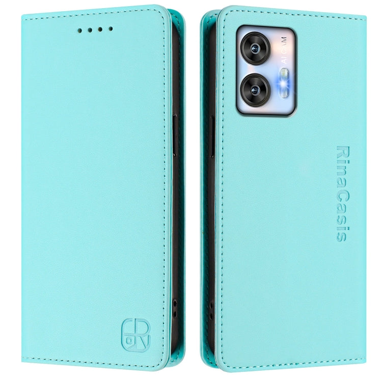 For Oukitel C35 RC01 Dual-Folded Magnetic Suction RFID Leather Phone Case