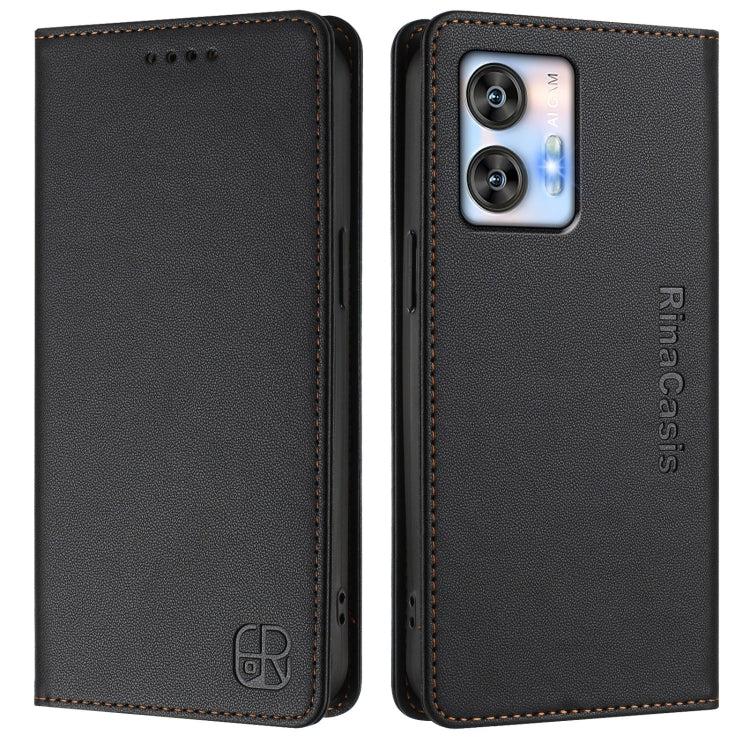 For Oukitel C35 RC01 Dual-Folded Magnetic Suction RFID Leather Phone Case