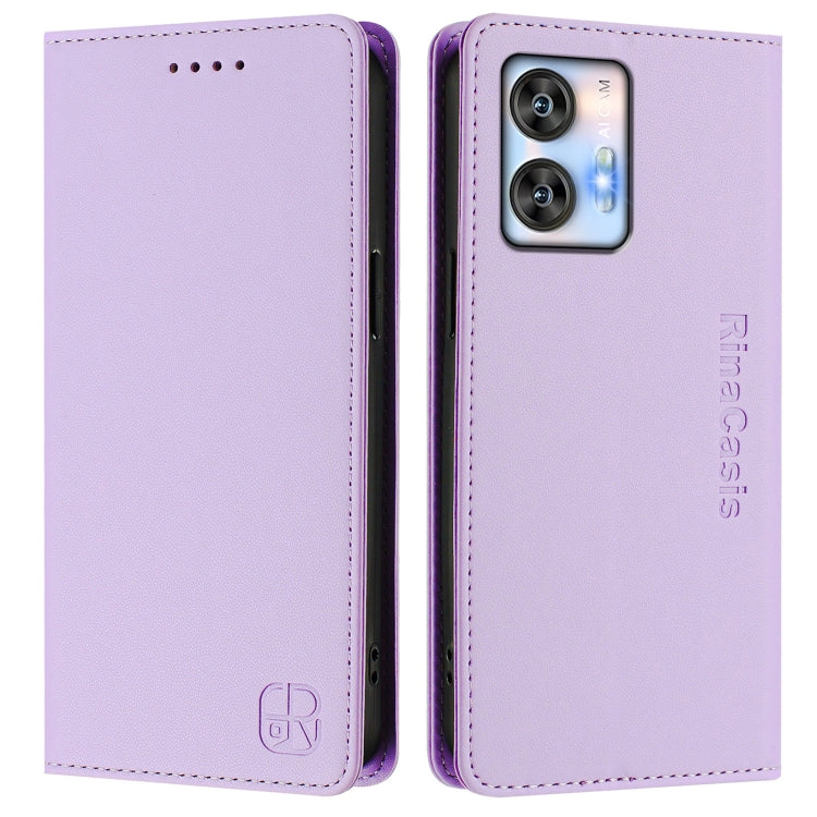 For Oukitel C35 RC01 Dual-Folded Magnetic Suction RFID Leather Phone Case
