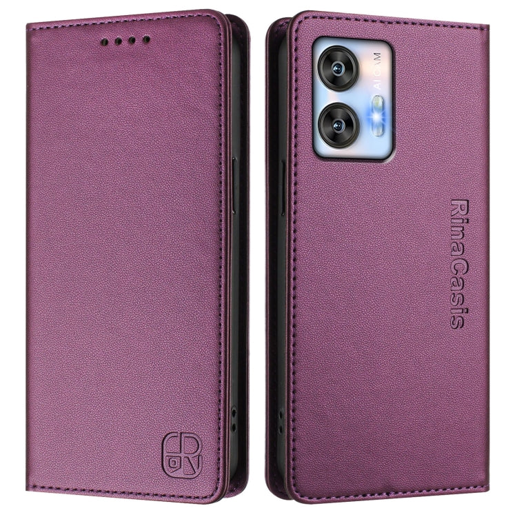 For Oukitel C35 RC01 Dual-Folded Magnetic Suction RFID Leather Phone Case
