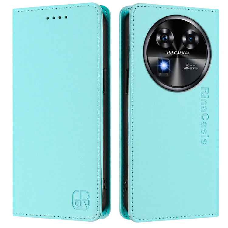 For Oukitel C37 RC01 Dual-Folded Magnetic Suction RFID Leather Phone Case