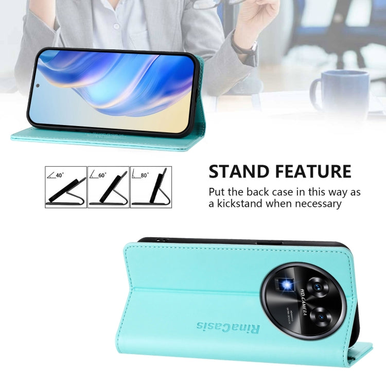 For Oukitel C37 RC01 Dual-Folded Magnetic Suction RFID Leather Phone Case