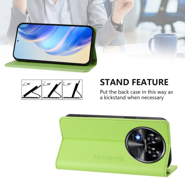 For Oukitel C37 RC01 Dual-Folded Magnetic Suction RFID Leather Phone Case