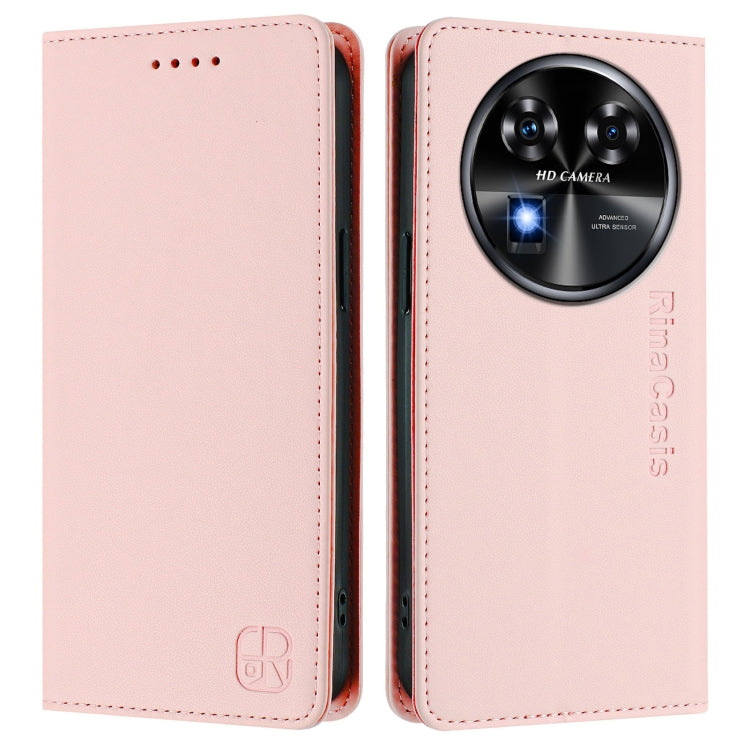 For Oukitel C37 RC01 Dual-Folded Magnetic Suction RFID Leather Phone Case
