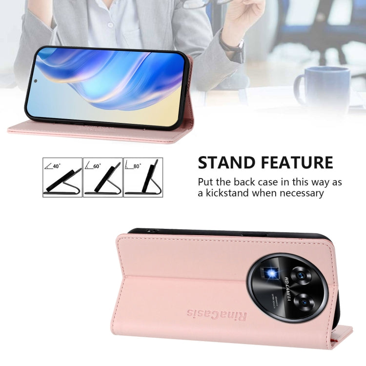 For Oukitel C37 RC01 Dual-Folded Magnetic Suction RFID Leather Phone Case