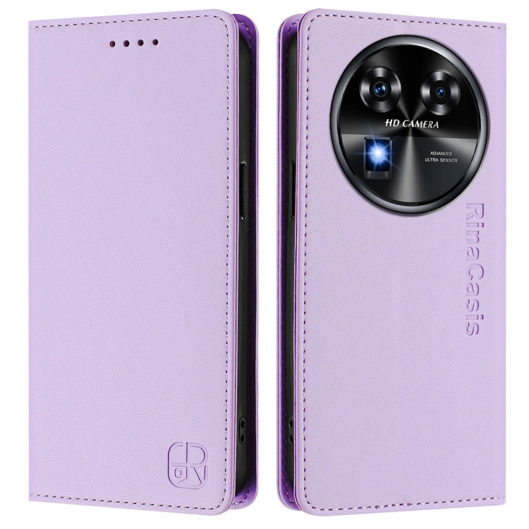 For Oukitel C37 RC01 Dual-Folded Magnetic Suction RFID Leather Phone Case