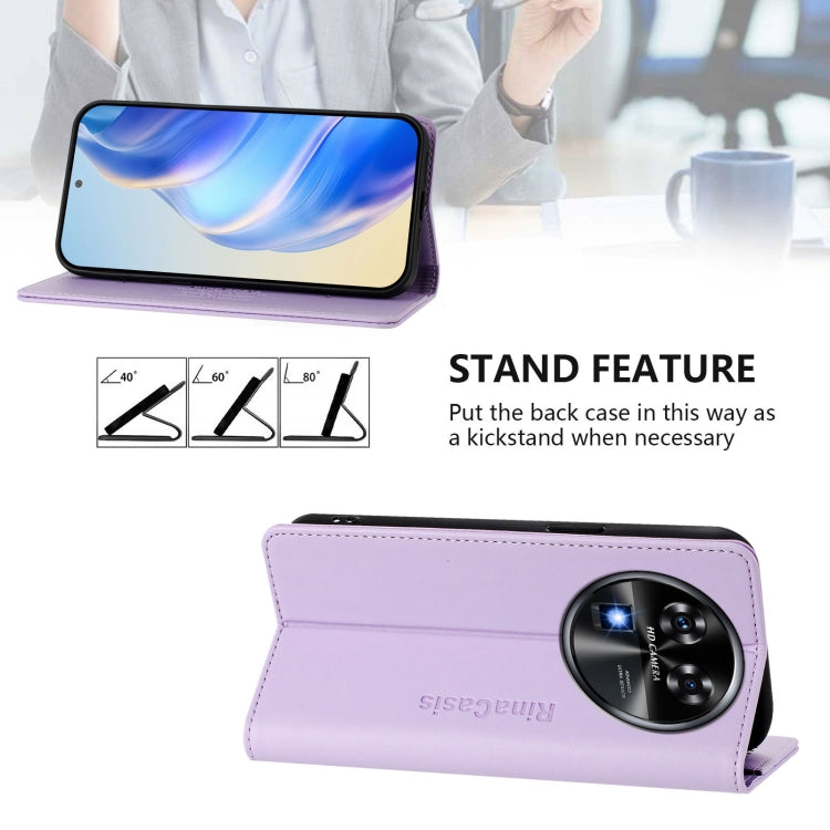 For Oukitel C37 RC01 Dual-Folded Magnetic Suction RFID Leather Phone Case