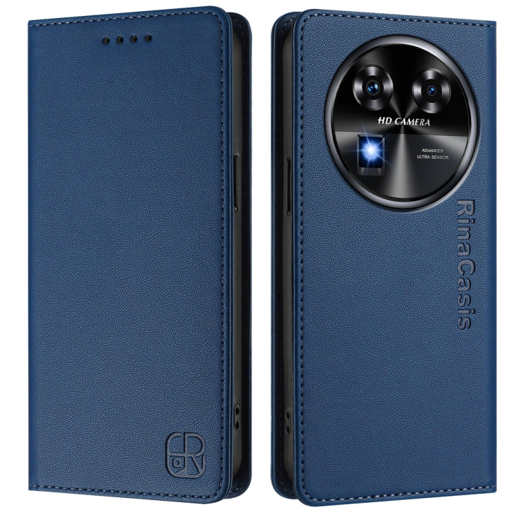 For Oukitel C37 RC01 Dual-Folded Magnetic Suction RFID Leather Phone Case