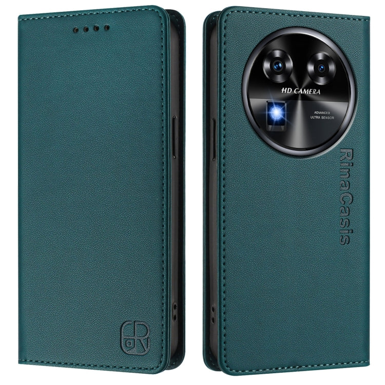 For Oukitel C37 RC01 Dual-Folded Magnetic Suction RFID Leather Phone Case