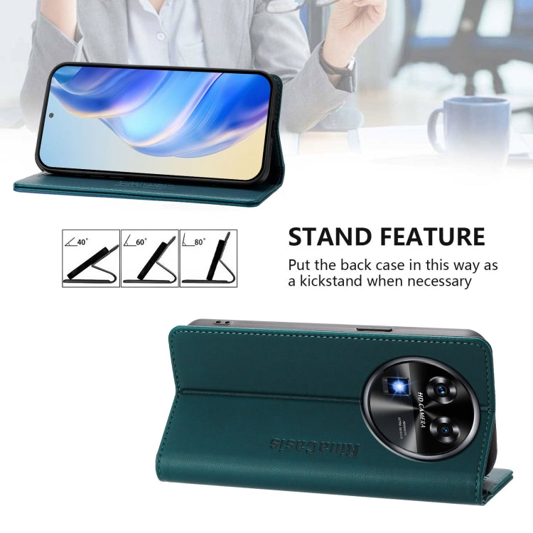 For Oukitel C37 RC01 Dual-Folded Magnetic Suction RFID Leather Phone Case