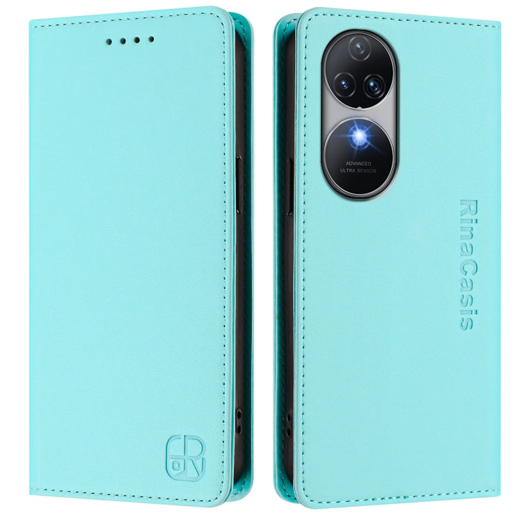 For Oukitel C38 RC01 Dual-Folded Magnetic Suction RFID Leather Phone Case