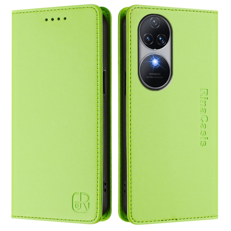 For Oukitel C38 RC01 Dual-Folded Magnetic Suction RFID Leather Phone Case