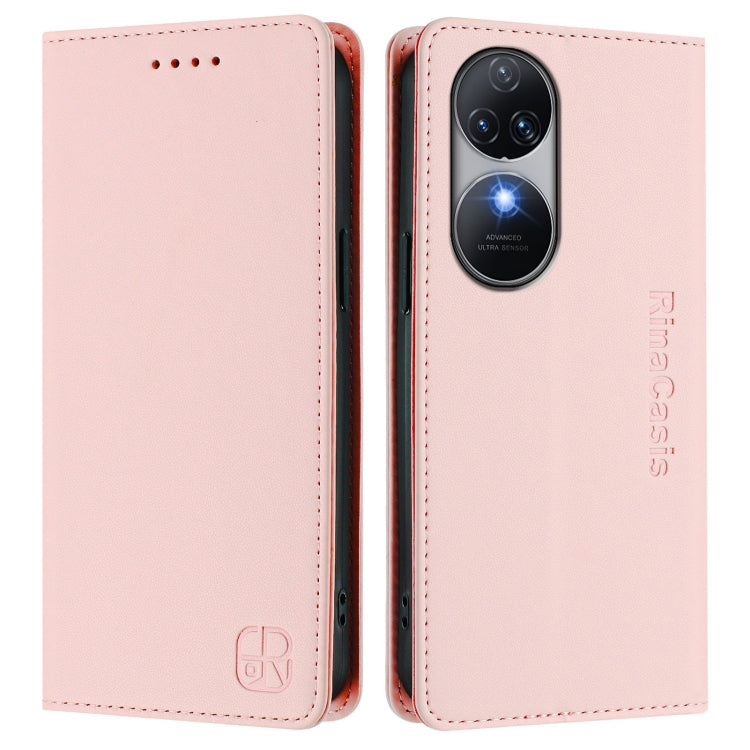 For Oukitel C38 RC01 Dual-Folded Magnetic Suction RFID Leather Phone Case