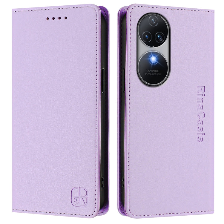 For Oukitel C38 RC01 Dual-Folded Magnetic Suction RFID Leather Phone Case