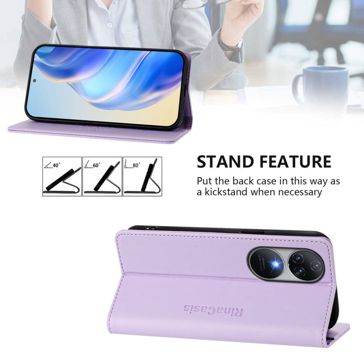 For Oukitel C38 RC01 Dual-Folded Magnetic Suction RFID Leather Phone Case