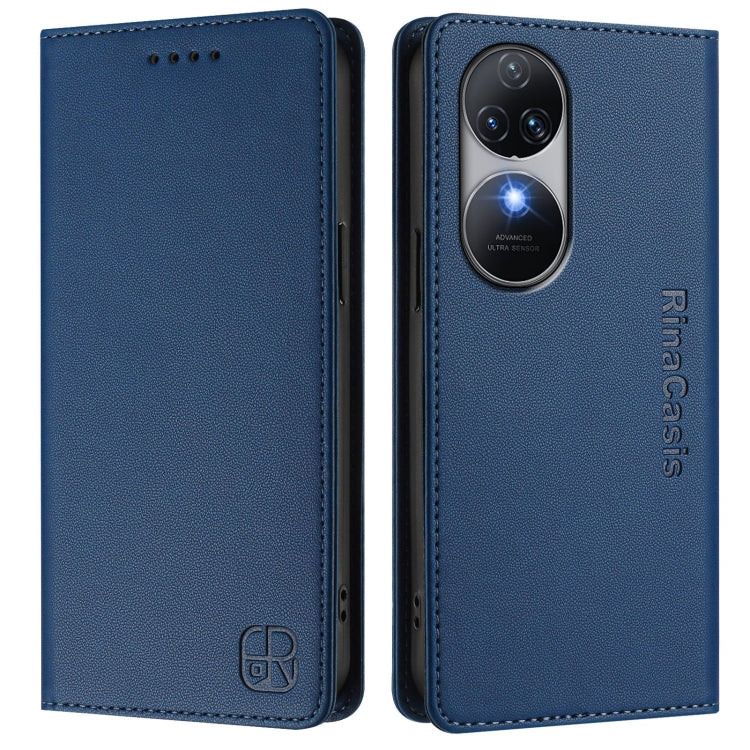 For Oukitel C38 RC01 Dual-Folded Magnetic Suction RFID Leather Phone Case