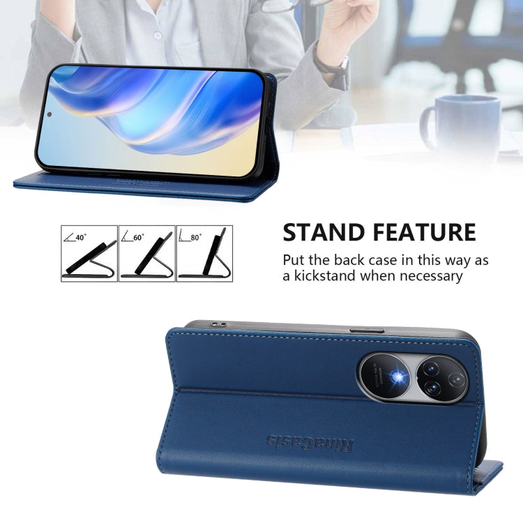 For Oukitel C38 RC01 Dual-Folded Magnetic Suction RFID Leather Phone Case
