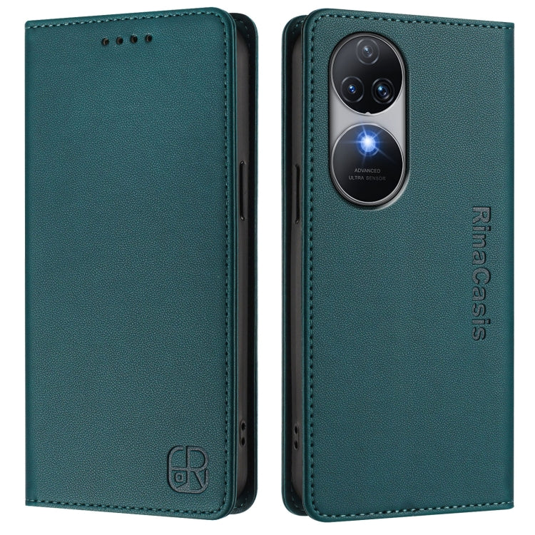For Oukitel C38 RC01 Dual-Folded Magnetic Suction RFID Leather Phone Case