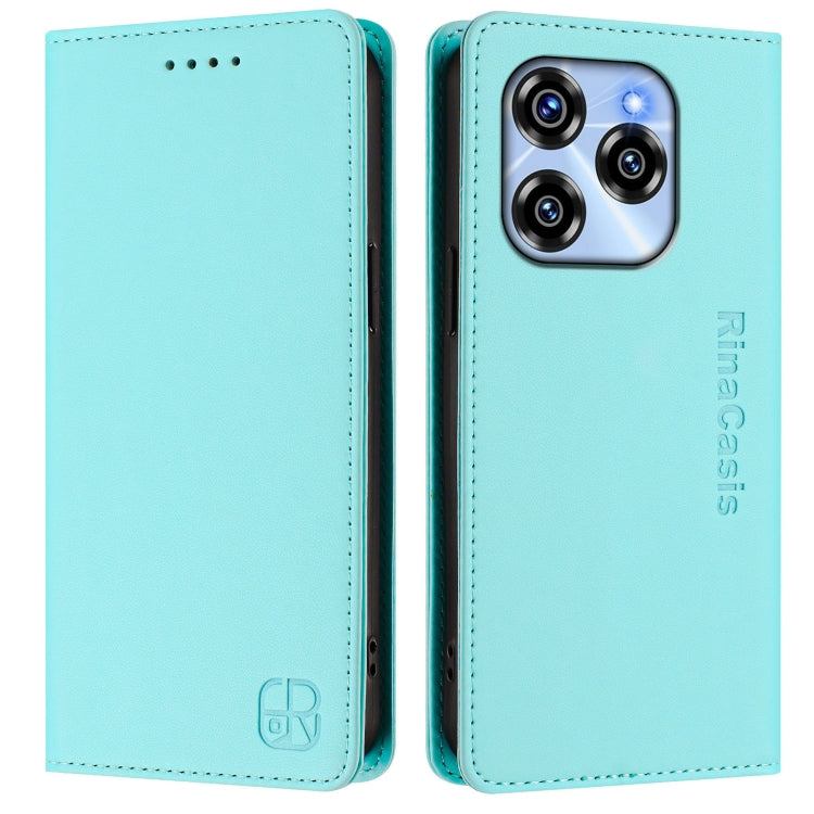 For Oukitel C50 RC01 Dual-Folded Magnetic Suction RFID Leather Phone Case