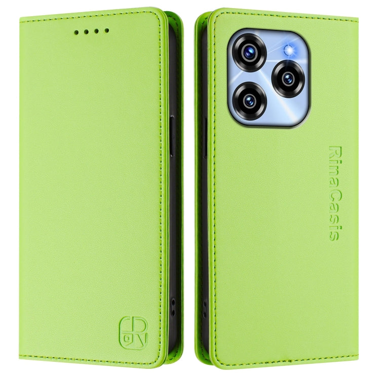 For Oukitel C50 RC01 Dual-Folded Magnetic Suction RFID Leather Phone Case