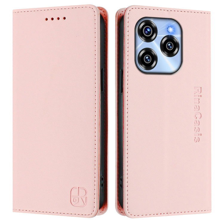 For Oukitel C50 RC01 Dual-Folded Magnetic Suction RFID Leather Phone Case