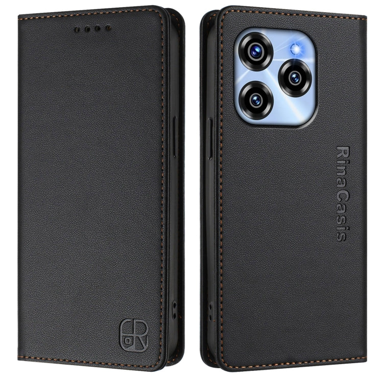 For Oukitel C50 RC01 Dual-Folded Magnetic Suction RFID Leather Phone Case
