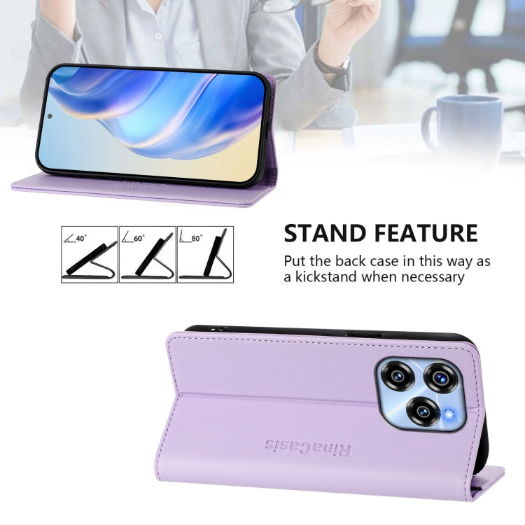 For Oukitel C50 RC01 Dual-Folded Magnetic Suction RFID Leather Phone Case