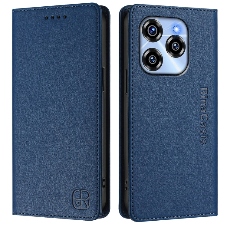 For Oukitel C50 RC01 Dual-Folded Magnetic Suction RFID Leather Phone Case