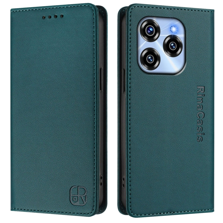 For Oukitel C50 RC01 Dual-Folded Magnetic Suction RFID Leather Phone Case