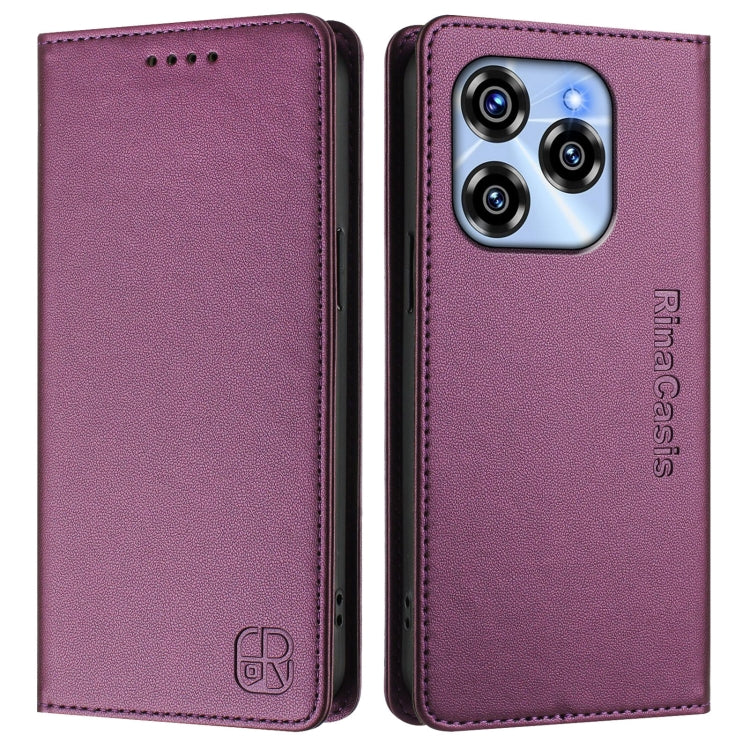For Oukitel C50 RC01 Dual-Folded Magnetic Suction RFID Leather Phone Case
