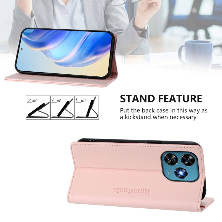 For Oukitel C51 RC01 Dual-Folded Magnetic Suction RFID Leather Phone Case