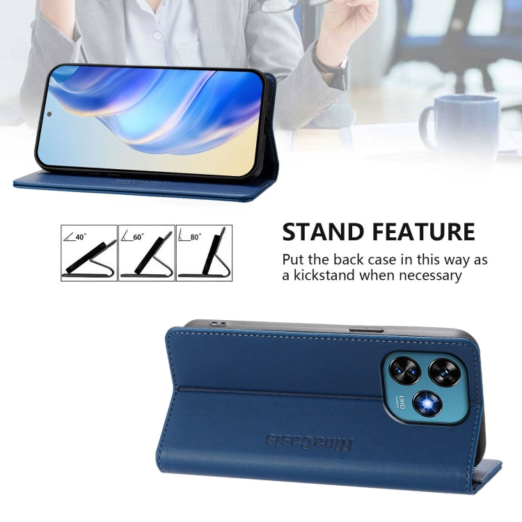 For Oukitel C51 RC01 Dual-Folded Magnetic Suction RFID Leather Phone Case