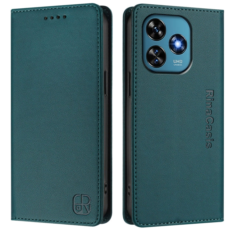 For Oukitel C51 RC01 Dual-Folded Magnetic Suction RFID Leather Phone Case