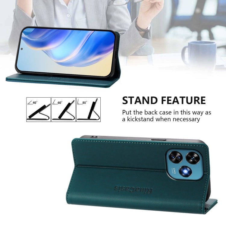 For Oukitel C51 RC01 Dual-Folded Magnetic Suction RFID Leather Phone Case
