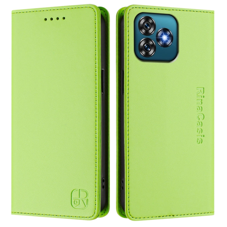 For Oukitel C53 RC01 Dual-Folded Magnetic Suction RFID Leather Phone Case