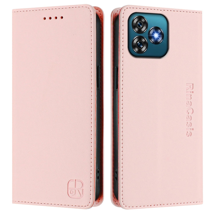 For Oukitel C53 RC01 Dual-Folded Magnetic Suction RFID Leather Phone Case