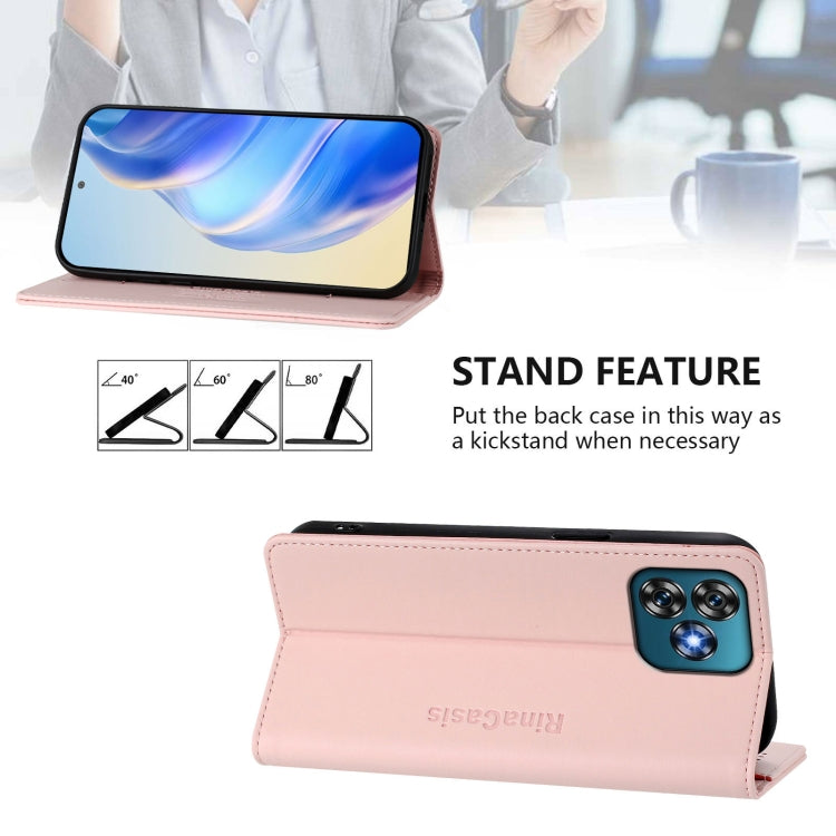 For Oukitel C53 RC01 Dual-Folded Magnetic Suction RFID Leather Phone Case