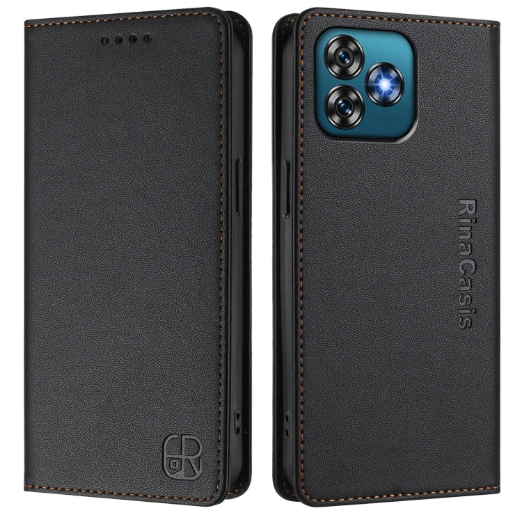 For Oukitel C53 RC01 Dual-Folded Magnetic Suction RFID Leather Phone Case