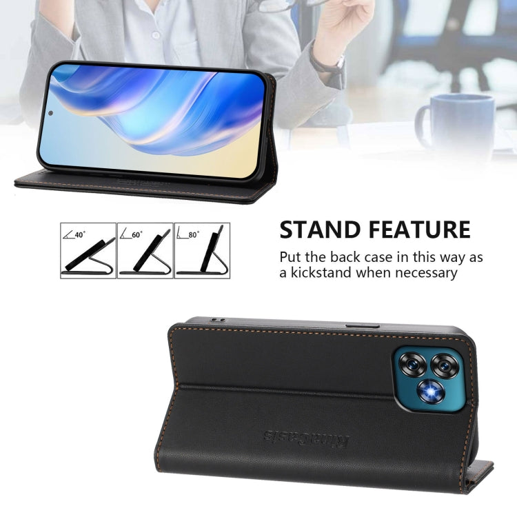 For Oukitel C53 RC01 Dual-Folded Magnetic Suction RFID Leather Phone Case