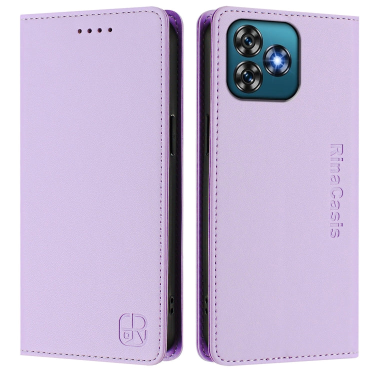 For Oukitel C53 RC01 Dual-Folded Magnetic Suction RFID Leather Phone Case