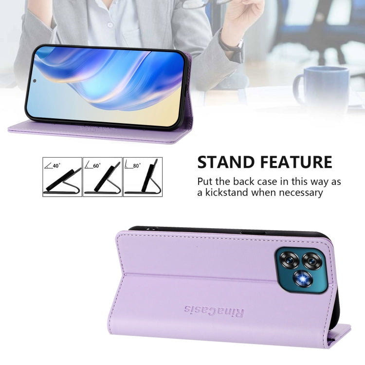 For Oukitel C53 RC01 Dual-Folded Magnetic Suction RFID Leather Phone Case