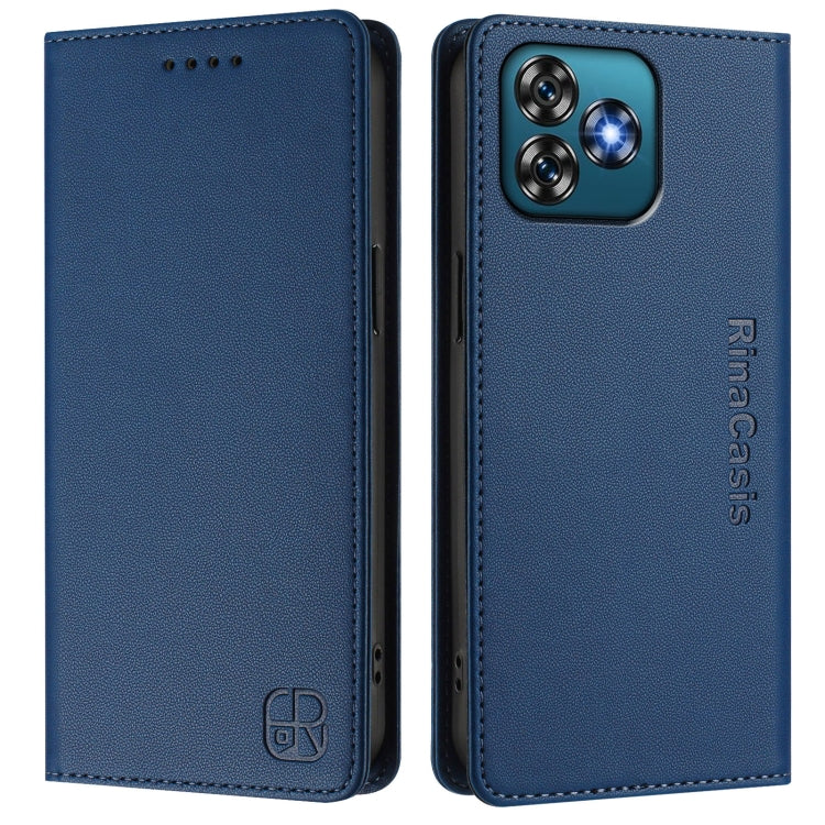 For Oukitel C53 RC01 Dual-Folded Magnetic Suction RFID Leather Phone Case