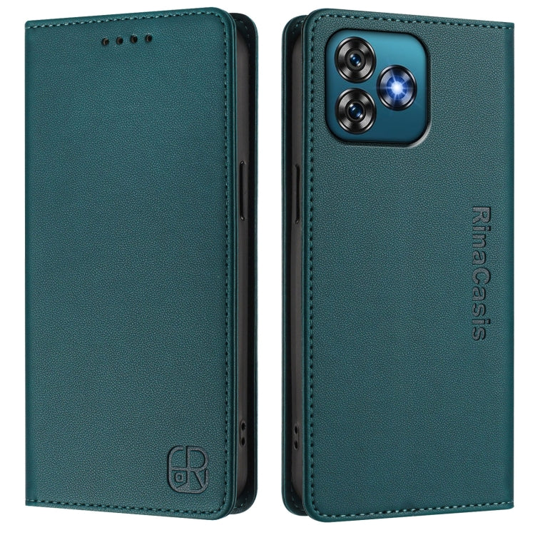 For Oukitel C53 RC01 Dual-Folded Magnetic Suction RFID Leather Phone Case