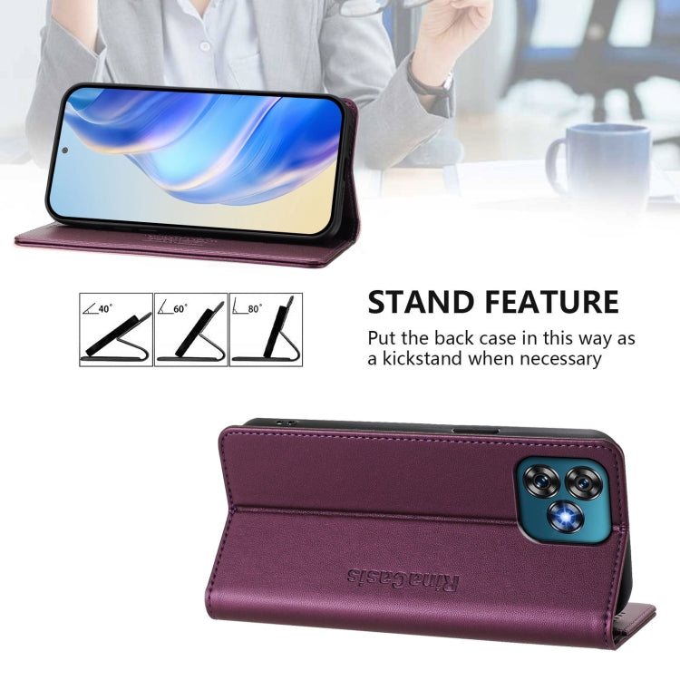 For Oukitel C53 RC01 Dual-Folded Magnetic Suction RFID Leather Phone Case